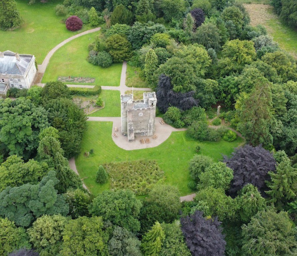 Preston Tower seen from the surrounding landscape